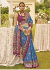 Light Blue and Purple Patola Silk Designer Contemporary Style Saree - 3