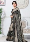 Black and Silver Color Embroidered Work Silk Georgette Traditional Designer Saree - 1