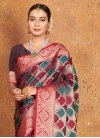 Green and Red Traditional Designer Saree For Ceremonial - 2