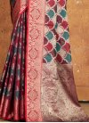 Green and Red Traditional Designer Saree For Ceremonial - 1