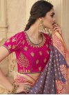 Magenta and Violet Embroidered Work Designer Contemporary Style Saree - 1