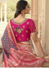Magenta and Violet Embroidered Work Designer Contemporary Style Saree - 2