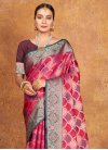Banarasi Silk Purple and Rose Pink Designer Contemporary Saree - 1