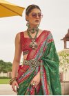 Patola Silk Green and Red Print Work Trendy Classic Saree - 1