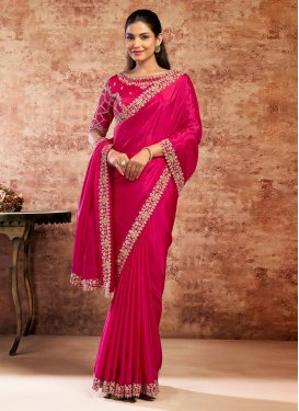 Uppada Silk Classic Saree with Cutdana Work in Rose Pink