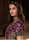 Silk Olive and Violet Traditional Designer Saree For Ceremonial - 1
