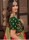 Silk Aloe Veera Green and Red Woven Work Traditional Designer Saree - 1