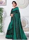 Black and Green Embroidered Work Designer Contemporary Saree - 1
