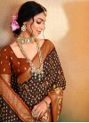 Brown and Coffee Brown Designer Contemporary Style Saree - 2