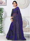 Fancy Fabric Black and Navy Blue Trendy Designer Saree For Ceremonial - 1
