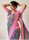 Grey and Pink Digital Print Work Trendy Classic Saree - 1