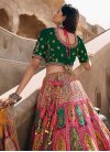 Diamond Work Green and Hot Pink Banarasi Silk Trendy Lehenga Choli - 1