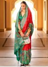 Green and Red Woven Work Designer Contemporary Style Saree - 1