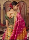 Mustard and Rose Pink Banarasi Silk A Line Lehenga Choli For Bridal - 3