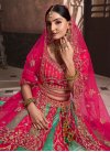Rose Pink and Sea Green Banarasi Silk Designer A Line Lehenga Choli - 2