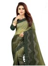 Mint Green and Olive Designer Contemporary Style Saree For Festival - 1