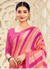 Strips Print Work Peach and Rose Pink Traditional Designer Saree - 1