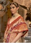 Banarasi Silk Cream and Red Woven Work Designer Contemporary Style Saree - 2