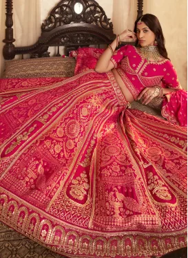 Banarasi Silk Trendy Lehenga Choli with Cutdana Work in Rose Pink