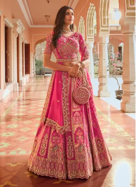 Beads Work Trendy Lehenga Choli For Bridal in Rose Pink