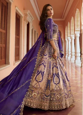 Banarasi Silk Trendy Lehenga Choli with Beads Work for Bridal in Purple
