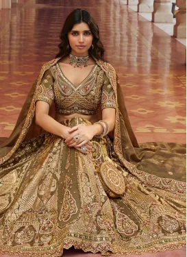 Banarasi Silk Trendy Lehenga Choli with Beads Work in Olive