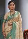 Beige and Teal Designer Contemporary Style Saree - 1