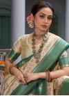 Beige and Teal Designer Contemporary Style Saree - 2