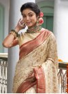 Beige and Red Woven Work Designer Contemporary Style Saree - 1