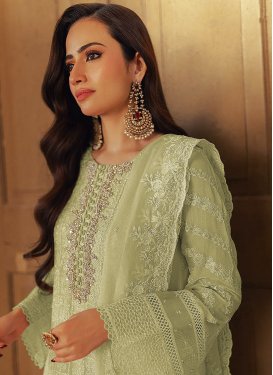 slim fit dress slacks Sea Green Semi Stitched Georgette Pakistani Suit – vastradi.com