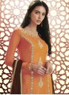 Booti Work Coffee Brown and Orange Pant Style Classic Salwar Suit - 1