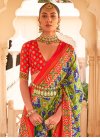 Blue and Red Brasso Traditional Saree - 1