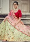 Mint Green and Red A - Line Lehenga - 3