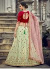 Mint Green and Red A - Line Lehenga - 2