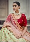 Mint Green and Red A - Line Lehenga - 1