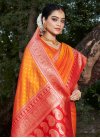 Orange and Red Banarasi Silk Designer Traditional Saree - 2