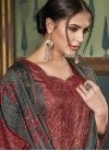 Brown and Rust Embroidered Work Tussar Silk Pant Style Classic Suit - 1