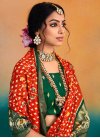 Patola Silk Green and Red Designer Traditional Saree For Ceremonial - 2