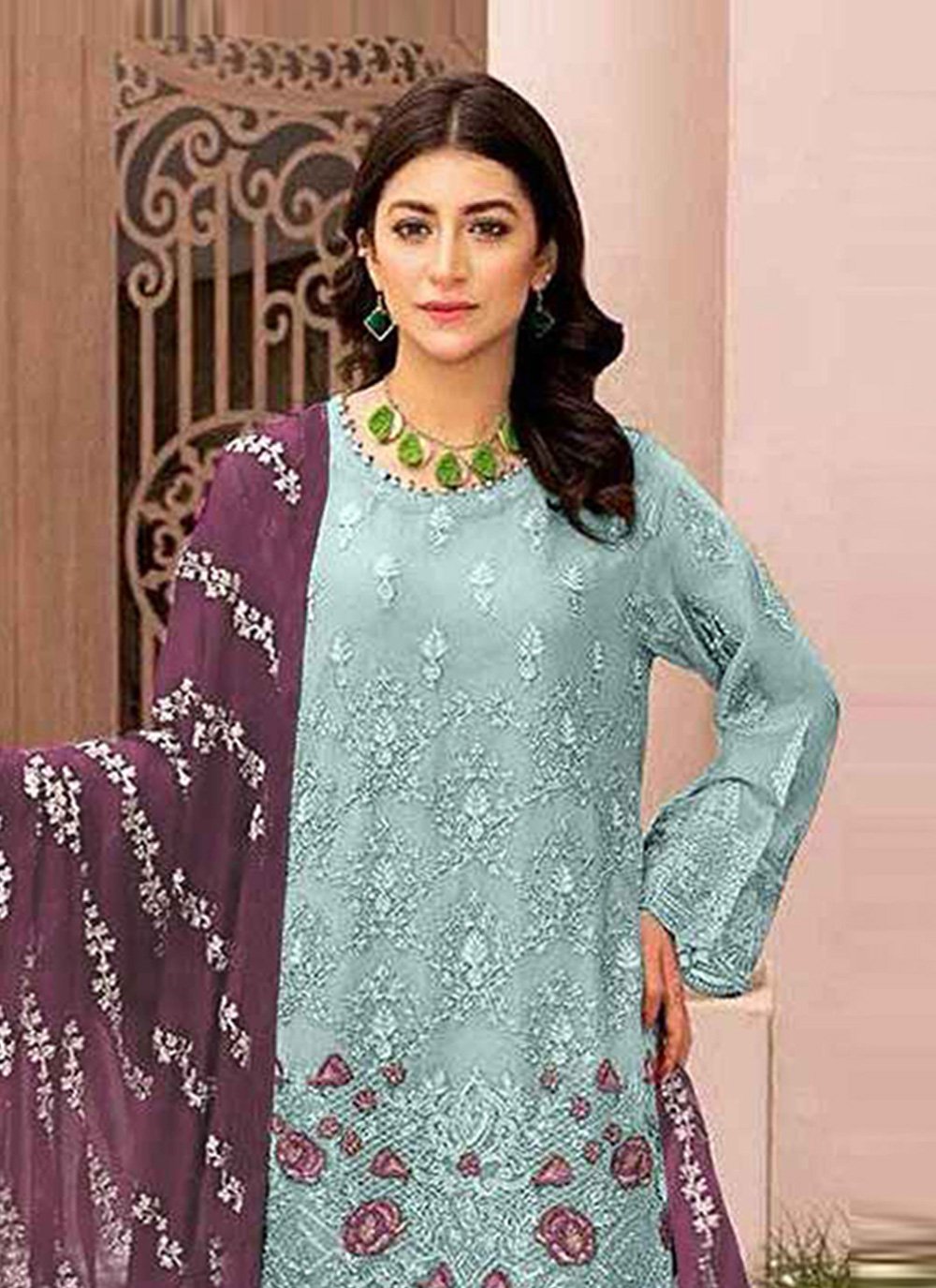 Straight Embroidery Work Pant Style Salwar Suit at best price in Surat