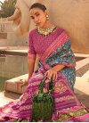 Light Blue and Pink Sequins Work Traditional Saree - 1