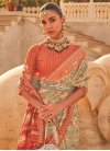 Sequins Work Olive and Peach  Traditional Saree - 1