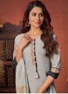 Black and Grey Embroidered Work Readymade Designer Suit - 1