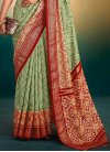 Patola Silk Mint Green and Red Print Work Contemporary Style Saree - 2