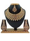 Superb Gold and White Alloy Jewellery Set For Ceremonial - 1