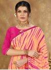Peach and Rose Pink Faux Georgette Designer Traditional Saree - 1