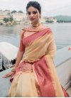 Beige and Peach Woven Work Trendy Classic Saree - 1