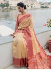 Beige and Peach Woven Work Trendy Classic Saree - 2