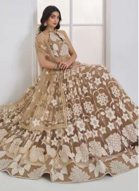 Net Trendy Lehenga Choli with Embroidered Work in Brown