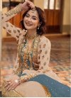 Beige and Grey Palazzo Style Pakistani Salwar Suit For Festival - 1