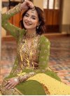 Olive and Yellow Palazzo Style Pakistani Salwar Kameez For Ceremonial - 1